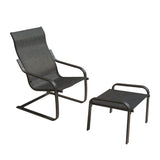 Outdoor Patio Bistro Set of 2, C Spring Motion Chair, All-Weather Conversation Armchair with Ottoman W1859113279