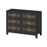 Rustic Farmhouse Style Wooden Dresser with 6 Drawers, Storage Cabinet for Bedroom with Metal WF530908AAB