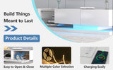 TV Console with Storage Cabinets, Full RGB Color 31 Modes Changing Lights Remote RGB LED TV Stand, W1701105065