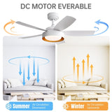 42 Inch Ceiling Fans with LED Light 22W and Remote Control 6 Wind Speed Reversible DC Motor White W934P244412