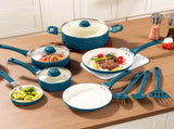 12-Piece Ceramic Nonstick Cookware Set, Aluminum Pots and Pans, Corsair Blue 48279805