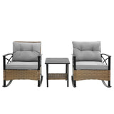 ZNTS 3pcs rocking rattan set wholesale leisure chair outdoor rattan rocking chair set grey W640134152