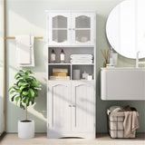 Bathroom Storage Cabinet with Glass Doors and Shelves 70453917