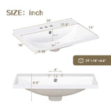 ZNTS 24" Bathroom Vanity Top Only, White Basin, 3-Faucet Holes, 4" Faucet Available, Ceramic WF287736AAK
