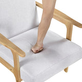 Modern Home Furniture Gray Fabric Upholstery 1pc Accent Chair Solid Rubberwood Natural Finish B011P308037