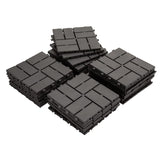 Patio Interlocking Deck Tiles, 12"x12" Square Composite Decking Tiles, Four Slat Plastic Outdoor W1859P184874