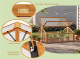 Fir Wood Garden Greenhouse with Dual Adjustable Roof Vents, Portable Cold Frame for Extending 99796614