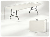 White 71 Inch Portable Foldable Camping Table, HDPE Waterproof Easy Clean Plastic Outdoor Table with 91146547