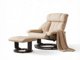 360&deg Swivel Massage Recliner Chair, 10-Point Vibration Footstool for Living Room, Beige 78574027