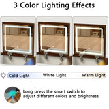 Vanity Desk with Dimmable LED Light with 10 Drawers, Makeup Table with Flip Up Mirror for W760P206128