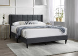 ZNTS Elegant Modern Charcoal Brushed Linen 1pc Queen Size Bed Upholstered Box Design Headboard Bedframe B011P238937