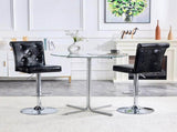 A set of 2 black vintage crocodile leather lift bar chairs, featuring crystal clasp design and W3875P371070