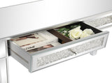 2-Drawer Modern Style Diamond-Embellished Computer Desk MDF Mirrored Entryway Table 42*15*29.92in 03566271