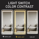 64 inch x 21 inch full-length vertical mirror with LED light, illuminated floor mirror with bracket, W2709P305306