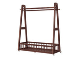 Solid Wood Freestanding Clothing Garment Rack, 23.62"16.34"63.78", Mobile Wooden Clothes Hanger W5368P553346
