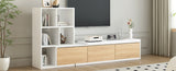 ON-TREND 74.8''-126'' Extendable TV Stand with 3 Tier Bookshelves for TVs up to 110'', Adjustable WF531669AAK