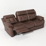 Genuine Leather Non-Power Reclining Sofa with Drop Down Table,Stainless Steel Cupholders and W1896115276
