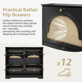 Mid-Century Narrow Design Tipping Bucket Shoe Cabinet with 4 Flip Drawers, Elegant Entryway Shoe N721P288701B