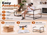 28 Inch Extra Wide Sling Accent Chair, Fully Disassembled, Rubber Wood Armrest, Metal Iron Frame, 49087903