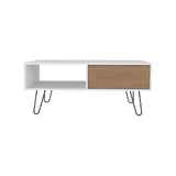 Tori 39" Wide Coffee Table with One Drawer, One Shelf, Rectangular, Living Room White - NAtural Oak B070P254785