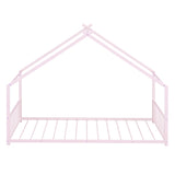 Twin Size Metal House Bed, Pink MF305886AAH
