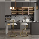 Round Bar Stool Armless Velvet Barstools with Back Set of 2 Upholstered Counter Chair for Dining 79864204