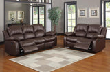 Comfortable Double Reclining Sofa 1pc Brown Color Bonded Leather Match Solid Wood Plywood Frame B01166579