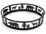 32in Fire Ring, Bear Pattern, Round, Iron 31137219