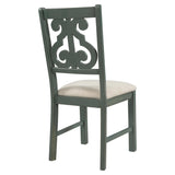5-Piece Round Dining Table and 4 Fabric Chairs with Special-shaped Table Legs and Storage Shelf 15508700
