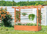 43.5*17.5*44.5 In Fir With Arched Lattice Raised Garden Bed Wooden Planting Frame Teak Color 39513939