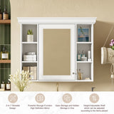 35'' x 28'' White Wall Mounted Bathroom Storage with Mirror Door, Modern Bathroom Wall N710P196545K