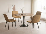 31.5" Walnut color Round Dining Table, Tulip Table Kitchen Dining Table 2-4 People with MDF Table W2189131851