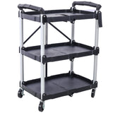 ZNTS 3 Layers Folding Collapsible Service Cart Pack-N-Roll Folding Collapsible Service Cart, Black, 50 W46578737