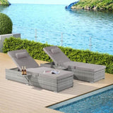 Outdoor Chaise Lounge Chair Set of 2 with Patio Pool Chairs Tanning Lounges for Outside,Beach Rattan W874P266565