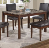 ZNTS Classic Stylish Espresso Finish 5pc Dining Set Kitchen Dinette Faux Marble Top Table Bench and 3x B011P148645