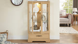 Glass Cabinet Lighted Glass Cabinet Curio Display Cabinet with Adjustable Glass Shelves 2 Doors and W2275P178890