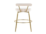 Fixed-Height Barstool with Swivel in Gold Metal and Cream Velvet - Set of 2 B202P471223