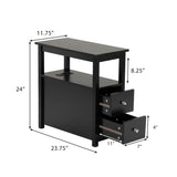 End Table with Charging Station, Narrow Sofa Side Table, Wooden Nightstand, Bedroom Living Room W2181P152443