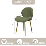 Modern minimalist green teddy velvet Dining Chairs Set of 2 with sturdy gold metal legs and W1727P251143