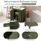 30'' Farmhouse Bathroom Vanity with Ceramic Sink, Soft-Close Door, Adjustable Shelf, Olive Green N729P290712F