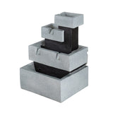 13.6x15.7x22.4" Decorative 4 Tier Gray and Black Block Fountain with Light, for Indoor and Outdoor W2078138948