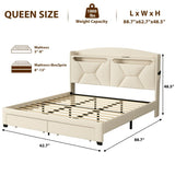 Storage Headboard ,QUEEN Size with RF LED Lights W2239P203011