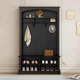 ON-TREND 47.2'' Wide Hall Tree with Bench and Shoe Storage, Multi-functional Storage Bench with 3 WF317362AAB