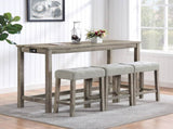 Bar Table Set with Power Outlet, Bar Table and Chairs Set, 4 Piece Dining Table Set, Industrial W487P339353