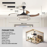 ZNTS Contemporary LED Retractable Ceiling Fan with Light and Remote Control, Quiet Reversible Motor,4 W1340P184909