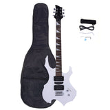 ZNTS Novice Flame Shaped Electric Guitar HSH Pickup Bag Strap Paddle Rocker Cable Wrench Tool White 11358458