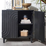 Modern Black Wood Storage Cabinet with Decorative Door, 30in Accent Sideboard for Living Room, W2729P239175