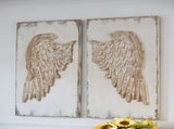 Set of 2 Feather Wing Wall Panels with Distressed White Finish, Rectangle Hanging Wall Art, 42" x W2078130291