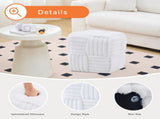 Square Ottoman Foot Stool Corduroy Vanity Chair Bench with Padded Woven Footrest for Entryway Living 32381225