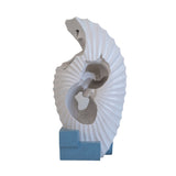 16.9x10.2x31.9" White Abstract Water Fountain with Blue Base with Light, for Indoor and Outdoor W2078138947